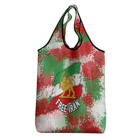 Free Iran Grocery Bag Lion and Sun Emblem Grunge Paint Splash Style