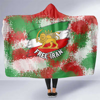 Free Iran Hooded Blanket Lion and Sun Emblem Grunge Paint Splash Style