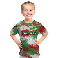 Free Iran Kid T Shirt Lion and Sun Emblem Grunge Paint Splash Style
