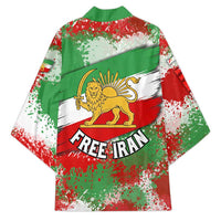 Free Iran Kimono Lion and Sun Emblem Grunge Paint Splash Style