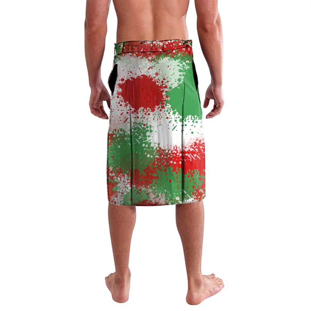 Free Iran Lavalava Lion and Sun Emblem Grunge Paint Splash Style