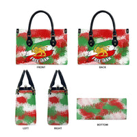 Free Iran Leather Bag Lion and Sun Emblem Grunge Paint Splash Style