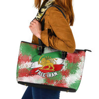 Free Iran Leather Tote Bag Lion and Sun Emblem Grunge Paint Splash Style