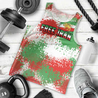 Free Iran Men Tank Top Lion and Sun Emblem Grunge Paint Splash Style