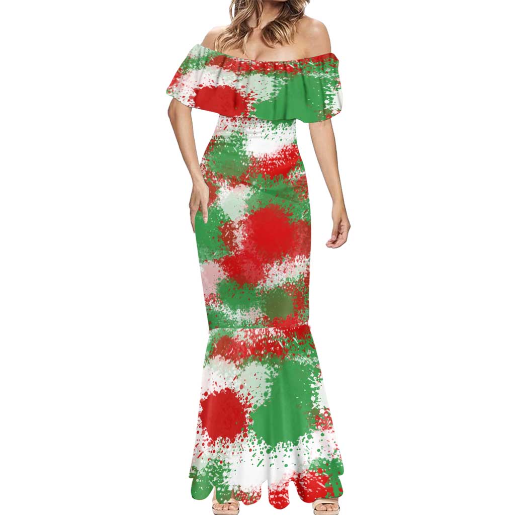 Free Iran Mermaid Dress Lion and Sun Emblem Grunge Paint Splash Style