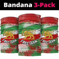 Free Iran Neck Gaiter Lion and Sun Emblem Grunge Paint Splash Style