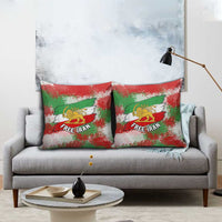 Free Iran Pillow Cover Lion and Sun Emblem Grunge Paint Splash Style