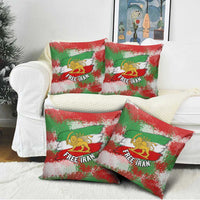 Free Iran Pillow Cover Lion and Sun Emblem Grunge Paint Splash Style