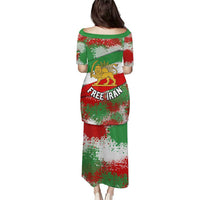 Free Iran Puletasi Lion and Sun Emblem Grunge Paint Splash Style