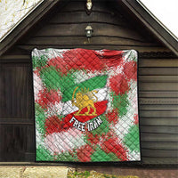 Free Iran Quilt Lion and Sun Emblem Grunge Paint Splash Style