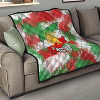 Free Iran Quilt Lion and Sun Emblem Grunge Paint Splash Style