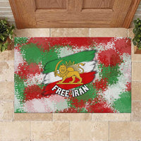 Free Iran Rubber Doormat Lion and Sun Emblem Grunge Paint Splash Style