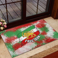 Free Iran Rubber Doormat Lion and Sun Emblem Grunge Paint Splash Style