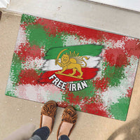 Free Iran Rubber Doormat Lion and Sun Emblem Grunge Paint Splash Style