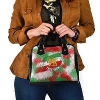 Free Iran Shoulder Handbag Lion and Sun Emblem Grunge Paint Splash Style