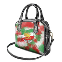 Free Iran Shoulder Handbag Lion and Sun Emblem Grunge Paint Splash Style