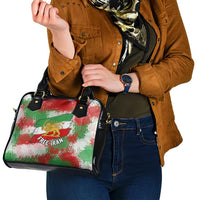 Free Iran Shoulder Handbag Lion and Sun Emblem Grunge Paint Splash Style