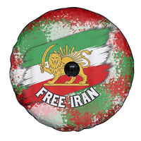 Free Iran Spare Tire Cover Lion and Sun Emblem Grunge Paint Splash Style