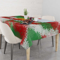 Free Iran Tablecloth Lion and Sun Emblem Grunge Paint Splash Style