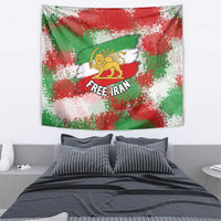 Free Iran Tapestry Lion and Sun Emblem Grunge Paint Splash Style