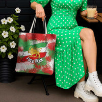 Free Iran Tote Bag Lion and Sun Emblem Grunge Paint Splash Style