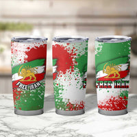 Free Iran Tumbler Cup Lion and Sun Emblem Grunge Paint Splash Style