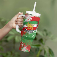 Free Iran Tumbler With Handle Lion and Sun Emblem Grunge Paint Splash Style