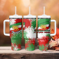 Free Iran Tumbler With Handle Lion and Sun Emblem Grunge Paint Splash Style