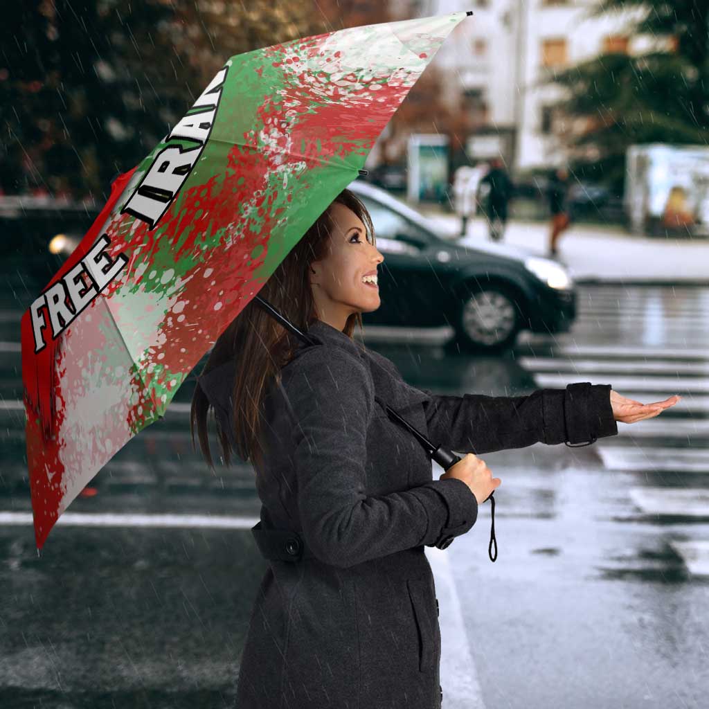 Free Iran Umbrella Lion and Sun Emblem Grunge Paint Splash Style