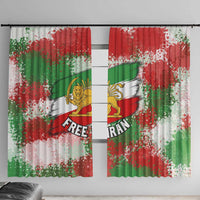 Free Iran Window Curtain Lion and Sun Emblem Grunge Paint Splash Style