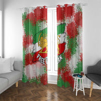 Free Iran Window Curtain Lion and Sun Emblem Grunge Paint Splash Style