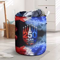 USA 250th Anniversary Celebration Laundry Basket Patriotic Smoke Burst Art Style