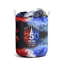 USA 250th Anniversary Celebration Laundry Basket Patriotic Smoke Burst Art Style