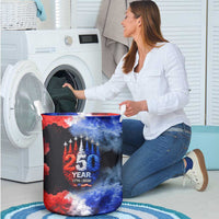 USA 250th Anniversary Celebration Laundry Basket Patriotic Smoke Burst Art Style