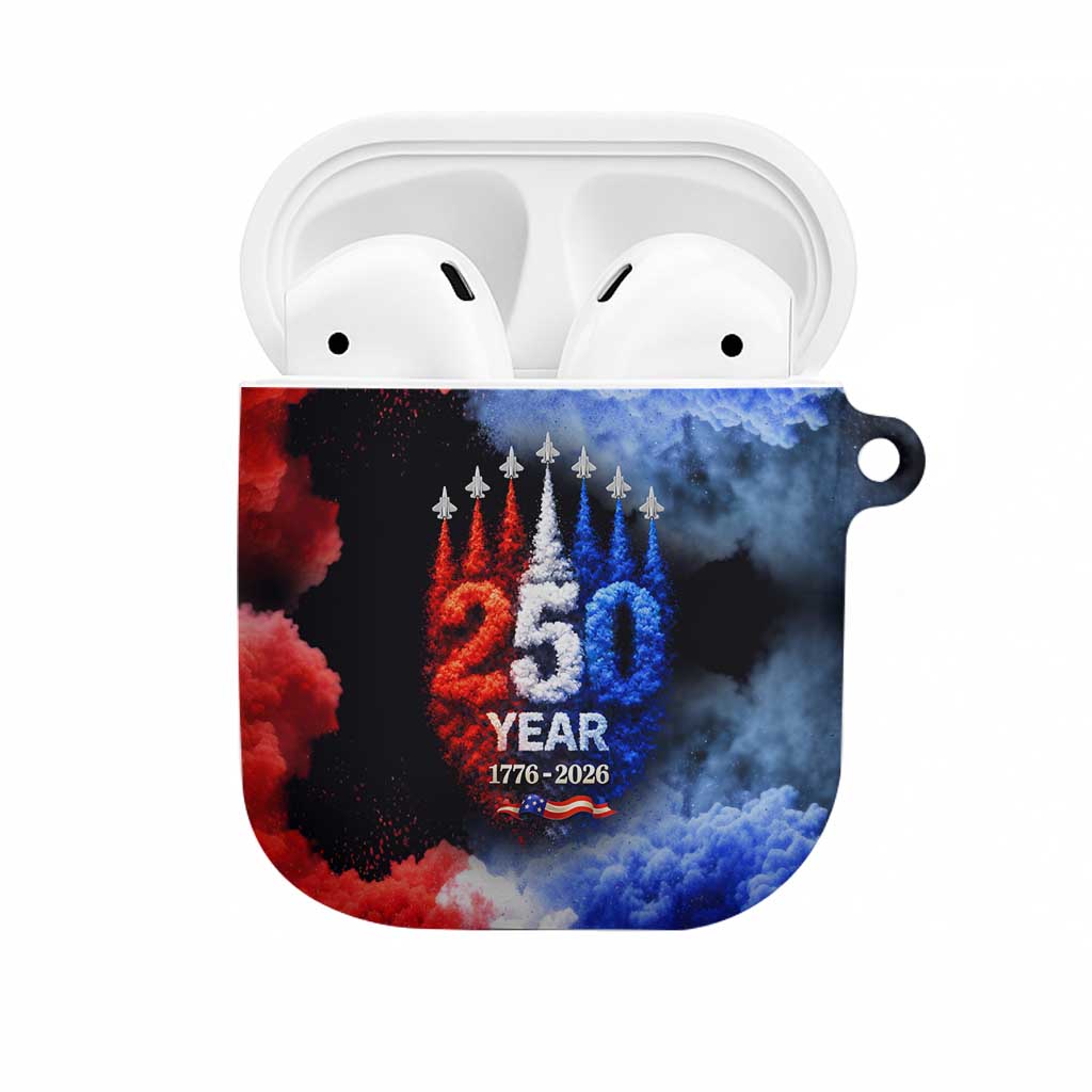 USA 250th Anniversary Celebration AirPods Case Patriotic Smoke Burst Art Style