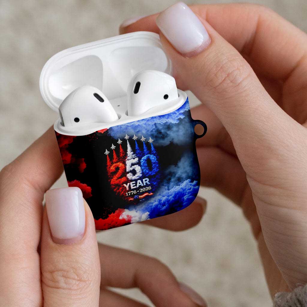 USA 250th Anniversary Celebration AirPods Case Patriotic Smoke Burst Art Style