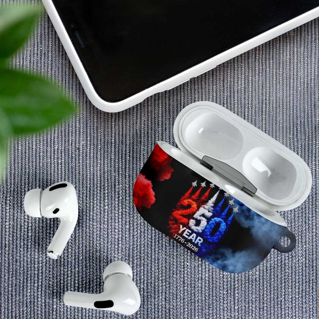 USA 250th Anniversary Celebration AirPods Case Patriotic Smoke Burst Art Style