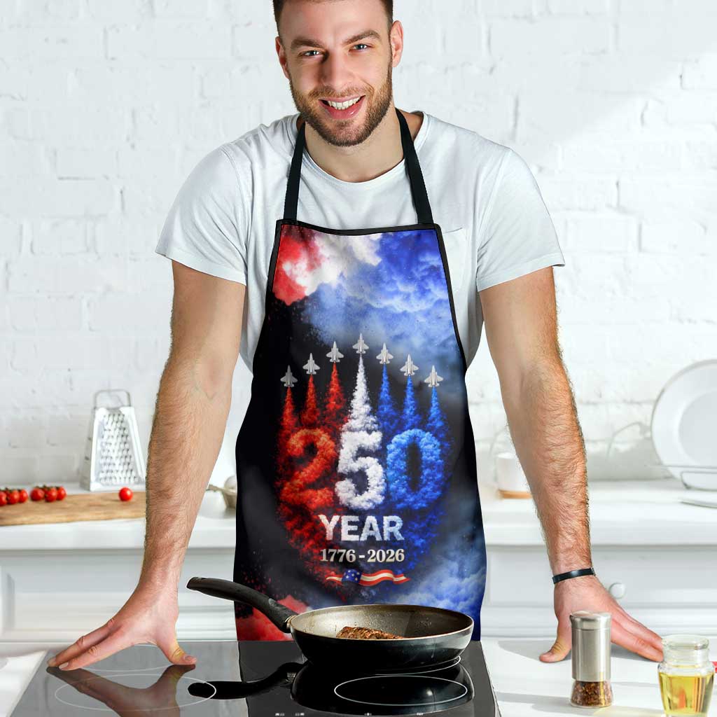 USA 250th Anniversary Celebration Apron Patriotic Smoke Burst Art Style