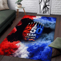 USA 250th Anniversary Celebration Area Rug Patriotic Smoke Burst Art Style