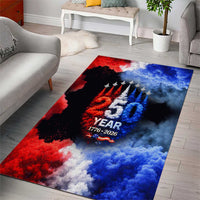 USA 250th Anniversary Celebration Area Rug Patriotic Smoke Burst Art Style