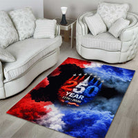 USA 250th Anniversary Celebration Area Rug Patriotic Smoke Burst Art Style
