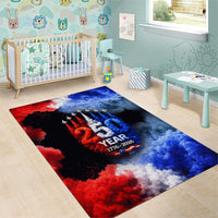 USA 250th Anniversary Celebration Area Rug Patriotic Smoke Burst Art Style