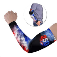 USA 250th Anniversary Celebration Arm Sleeves Patriotic Smoke Burst Art Style