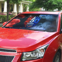 USA 250th Anniversary Celebration Auto Sun Shade Patriotic Smoke Burst Art Style