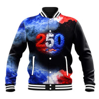 USA 250th Anniversary Celebration Baseball Jacket Patriotic Smoke Burst Art Style