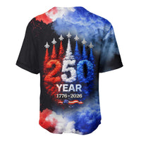 USA 250th Anniversary Celebration Baseball Jersey Patriotic Smoke Burst Art Style
