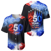 USA 250th Anniversary Celebration Baseball Jersey Patriotic Smoke Burst Art Style