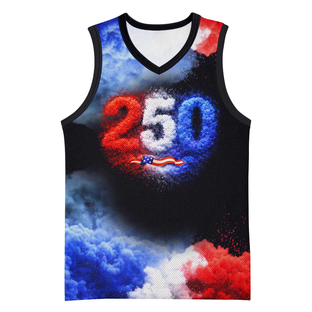 USA 250th Anniversary Celebration Basketball Jersey Patriotic Smoke Burst Art Style