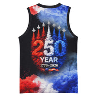 USA 250th Anniversary Celebration Basketball Jersey Patriotic Smoke Burst Art Style