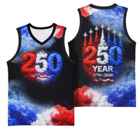 USA 250th Anniversary Celebration Basketball Jersey Patriotic Smoke Burst Art Style